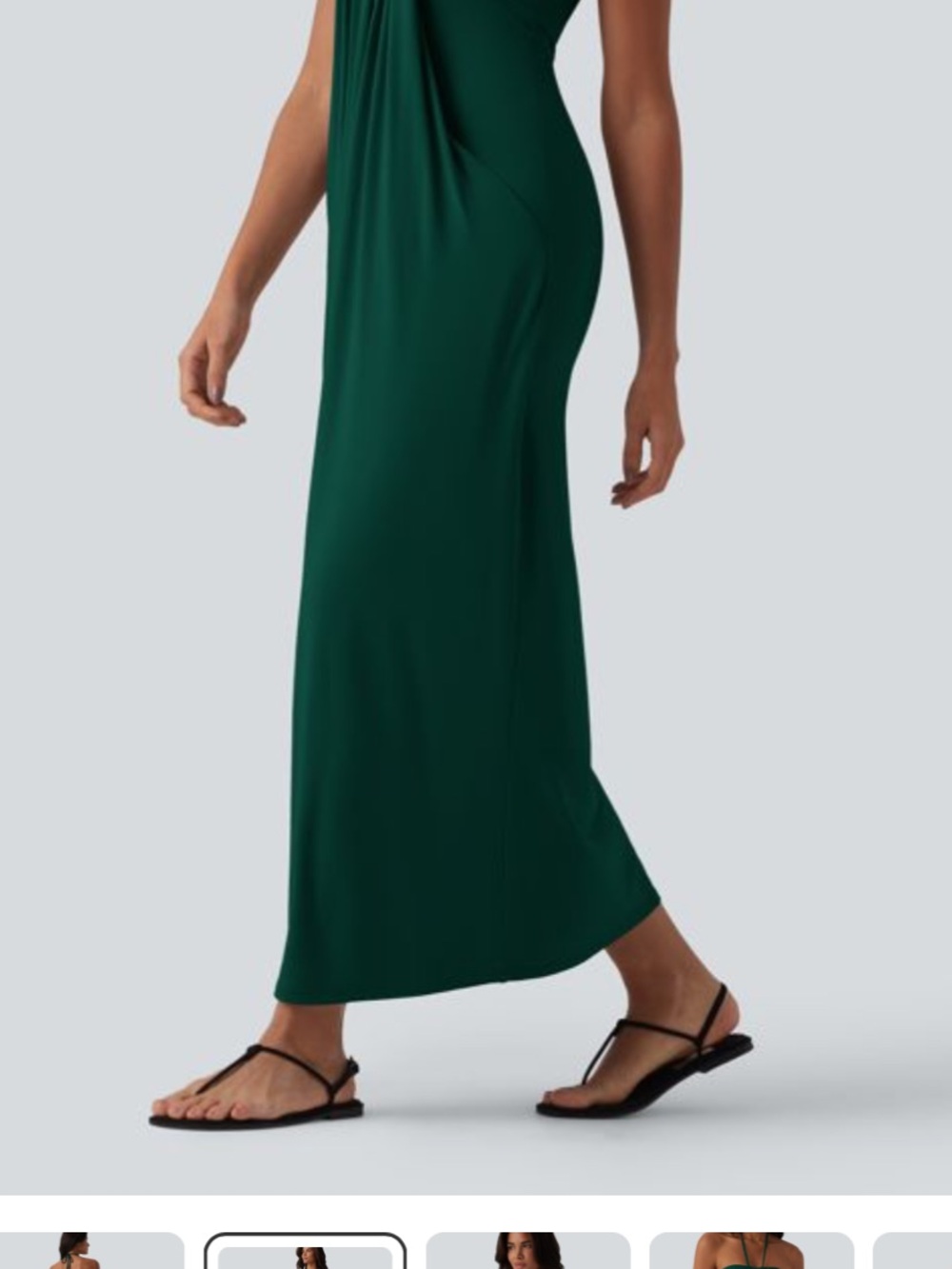 Halara Strap Halter Backless Maxi Dress in Emerald Green Women’s Sz Medium NWT - Picture 2 of 6